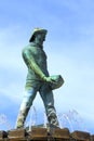 Darlowo, Poland - Historic quarter with famous Fountain - Fisherman Memorial at the market square