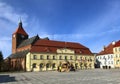 Darlowo, Poland, the town square in early spring 2019