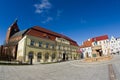 Darlowo, Poland - the town square wide angle fisheye image Royalty Free Stock Photo