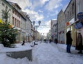 Darlowo, Poland, the old town central street in winter