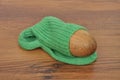 Darning egg with hand-knitted sock Royalty Free Stock Photo