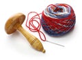 Darning mushroom, yarn ball and needle