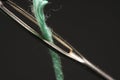 Darning needle with wool thread Royalty Free Stock Photo