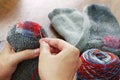 Darning socks Royalty Free Stock Photo