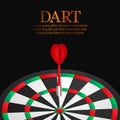 Dart accurate and successful targeting point on dartboard illustration. Concept of business market target and goal. Throwing dart