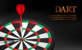 Dart accurate and successful targeting point on dartboard illustration. Concept of business market target and goal
