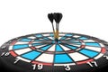 Dart arraw and dartboard target on white background