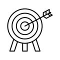 Dart arrow hit center target. Bulls eye. Pictogram isolated on white background Royalty Free Stock Photo