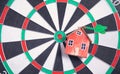 Dart arrow, house model on dartboard Royalty Free Stock Photo