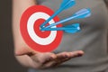 A Dart arrow on target dartboard, Business success concept Royalty Free Stock Photo