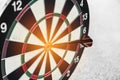 Dart board and arrow in middle. Business and success concept. Ac Royalty Free Stock Photo