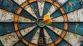 A dart board with a bulls eye in the center Royalty Free Stock Photo