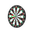 Dart board with color arrows hitting