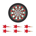 Dart board and darts over white background, realistic illustration eps10 Royalty Free Stock Photo