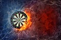 Dart board in fire and water