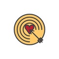 Dart board with heart in center filled outline icon Royalty Free Stock Photo