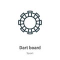 Dart board outline vector icon. Thin line black dart board icon, flat vector simple element illustration from editable sport