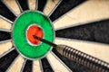 Dart in bull`s eye Royalty Free Stock Photo