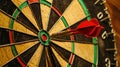 Dart in Bullseye on Dartboard Royalty Free Stock Photo