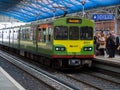 The Dart electric rail train in Dublin Connolly Station on the outward bound journey from Greystone via Dunloaghair Royalty Free Stock Photo