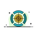 Dart, Focus, Target, Dollar Business Flat Line Filled Icon Vector Banner Template