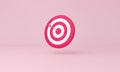 Dart hit the center of target on pink background. Business aiming at the target concept