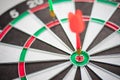 Dart hits Bullseye is a target and goal of business marketing as concept