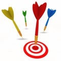 Dart hitting bullseye target successfully Royalty Free Stock Photo