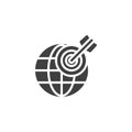 A dart hitting a globe vector icon