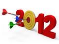 Dart hitting target - New Year 2012 Royalty Free Stock Photo