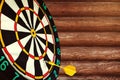 Dart missed the center of the target Darts Royalty Free Stock Photo