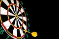 Dart missed the center of the target Darts Royalty Free Stock Photo