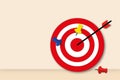 Dart target focus with pins on a goal and pastel background. Illustration for business goal Royalty Free Stock Photo