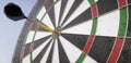 Dartboard with arrow in the middle - 3D Rendering Royalty Free Stock Photo