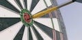 Dartboard with arrow in the middle - 3D Rendering Royalty Free Stock Photo