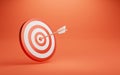 Dartboard with arrow on red background for symbol of setup business objective and achievement target concept by 3d render Royalty Free Stock Photo