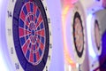 Dartboard, close up. Dart game. Target. Throwing darts. Target for darts game with score points around. Sport and recreation Royalty Free Stock Photo