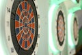 Dartboard, close up. Dart game. Target. Throwing darts. Target for darts game with score points around. Sport and recreation Royalty Free Stock Photo