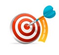Dartboard with dart. Hitting A Target. Text banner Royalty Free Stock Photo
