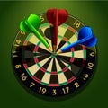 Dartboard with darts in the center