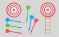 Dartboard and darts. Ladder. Isolated. Royalty Free Stock Photo