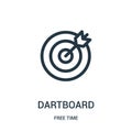 dartboard icon vector from free time collection. Thin line dartboard outline icon vector illustration. Linear symbol for use on