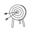 Dartboard. Target arrows. The concept achieving goal. Outline doodle hand drawing icon line sketch
