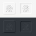 Dartboard target circle. Neumorphic style button line icon