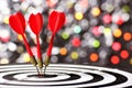 A dartboard target. Regular accurate hitting of the target. Royalty Free Stock Photo