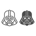 Darth Vader line and glyph icon. Star Wars vector illustration isolated on white. Space character outline style design