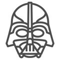 Darth Vader line icon, star wars concept, dark lord vector sign on white background, outline style icon for mobile