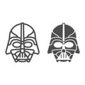 Darth Vader line and solid icon, star wars concept, dark lord vector sign on white background, outline style icon for