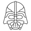 Darth Vader thin line icon, star wars concept, dark lord vector sign on white background, outline style icon for mobile