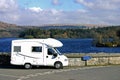 Dartmoor England. Motorcaravan, motorhome, recreational vehicle parked by Burrator reservoir